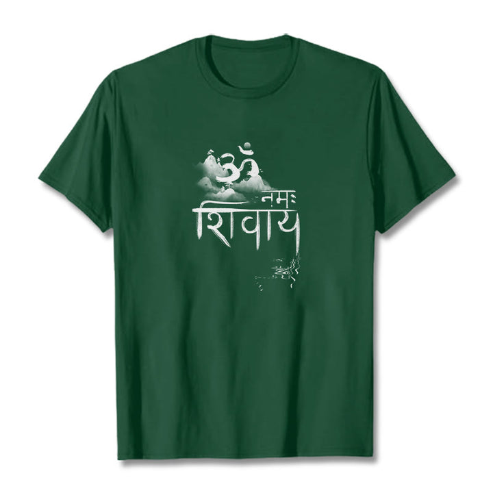 Maglietta in cotone con Buddha Stones OM NAMAH SHIVAYA Mountain