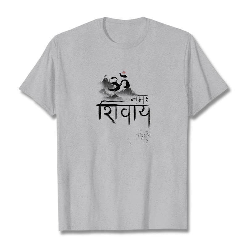 Maglietta in cotone con Buddha Stones OM NAMAH SHIVAYA Mountain