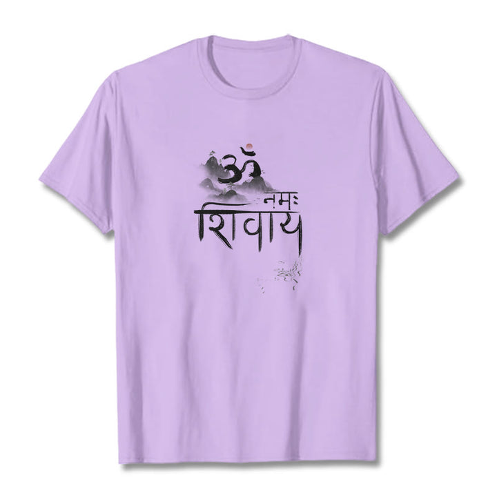 Maglietta in cotone con Buddha Stones OM NAMAH SHIVAYA Mountain