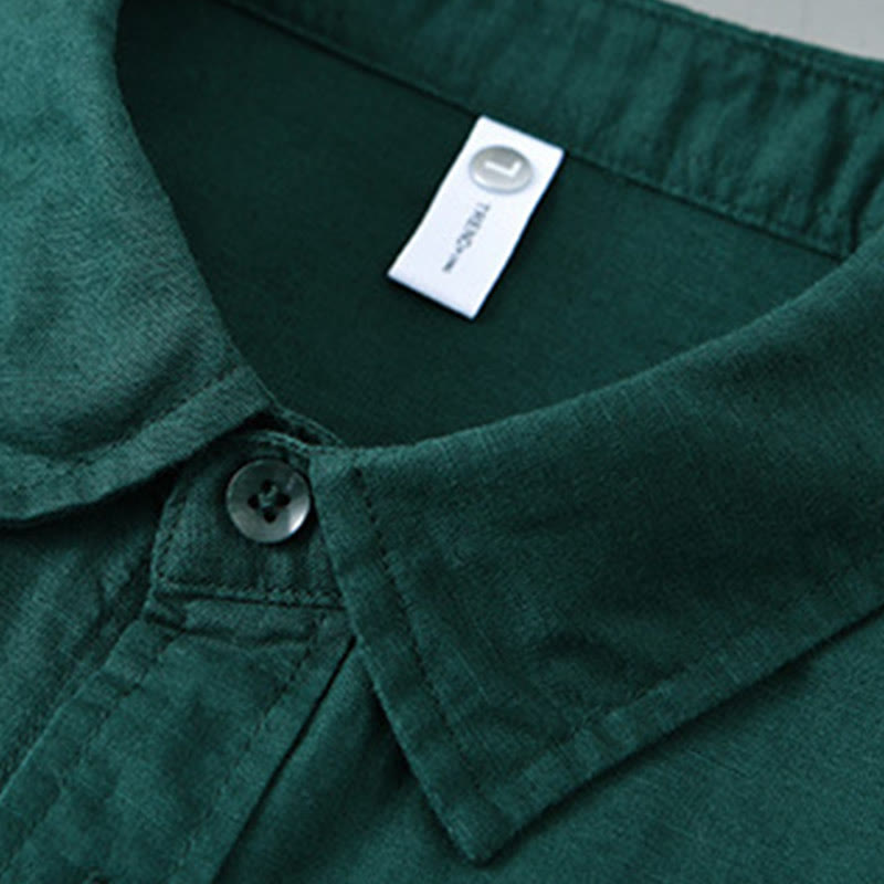 Camicia da uomo in cotone confortevole a maniche lunghe con colletto rovesciato e tasca, colore puro , Buddha Stones - image 26