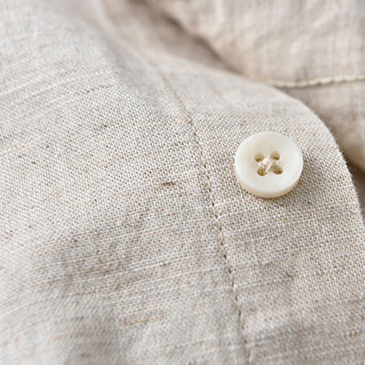 Camicia da uomo a maniche lunghe con colletto risvoltato e taschino, tinta unita, in comodo cotone, con stampa Buddha Stones. - image 6