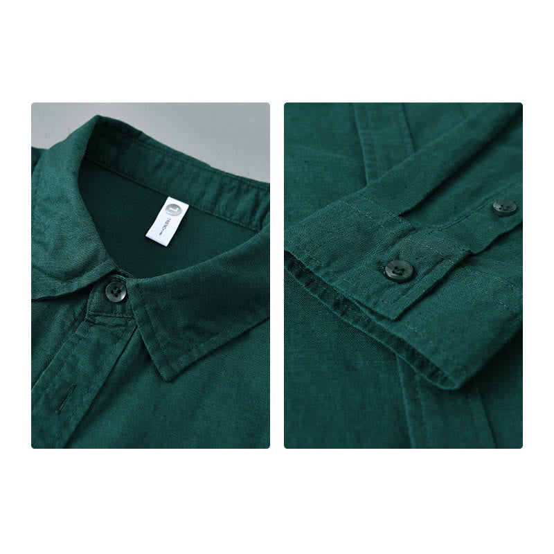 Camicia da uomo in cotone confortevole a maniche lunghe con colletto rovesciato e tasca, colore puro , Buddha Stones - image 28