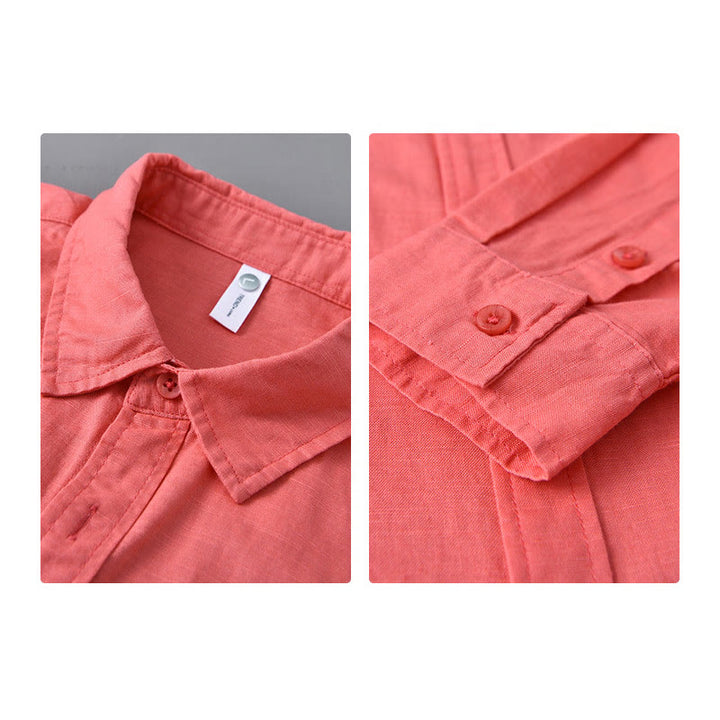 Camicia da uomo a maniche lunghe con colletto risvoltato e taschino, tinta unita, in comodo cotone, con stampa Buddha Stones. - image 35