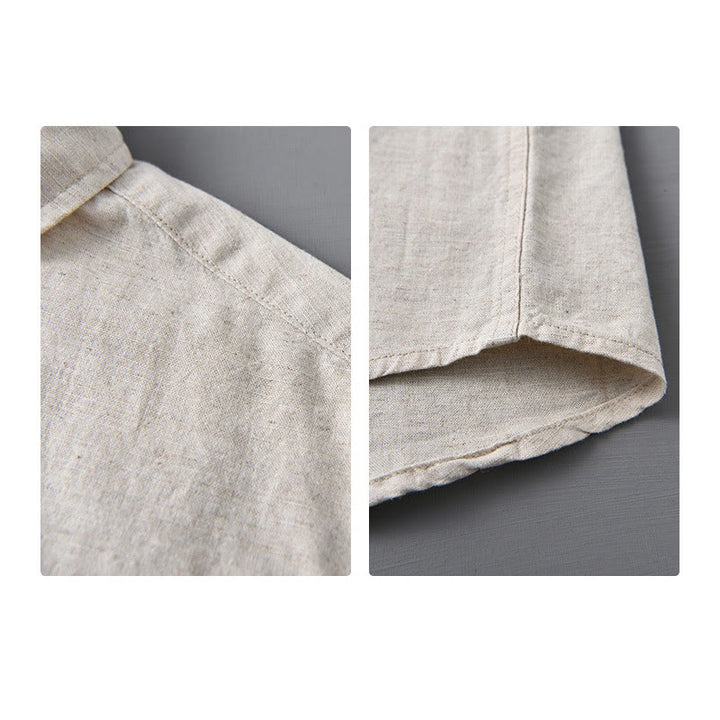 Camicia da uomo a maniche lunghe con colletto risvoltato e taschino, tinta unita, in comodo cotone, con stampa Buddha Stones. - image 9