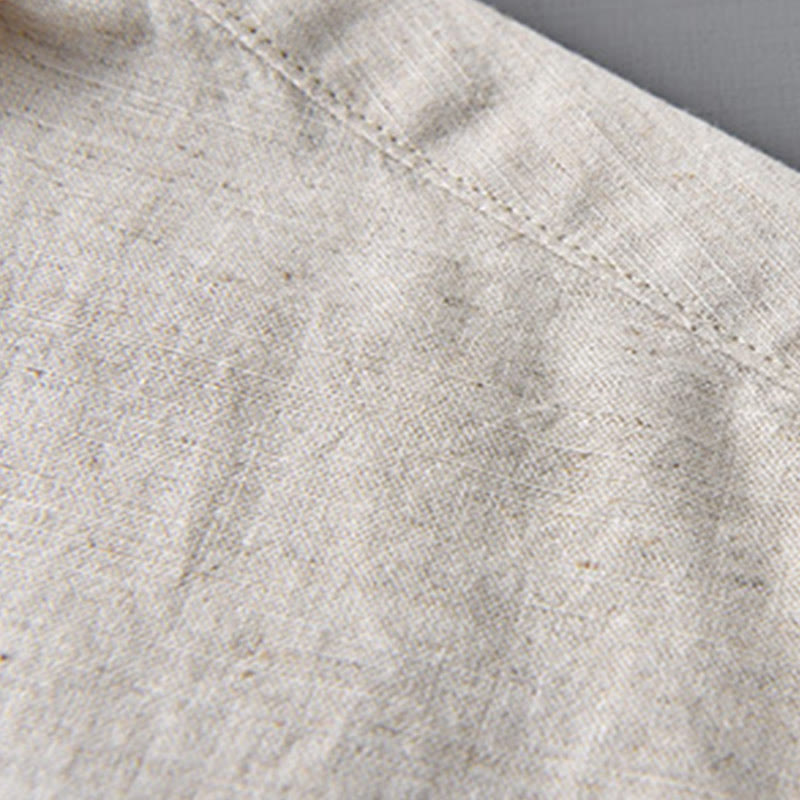 Camicia da uomo a maniche lunghe con colletto risvoltato e taschino, tinta unita, in comodo cotone, con stampa Buddha Stones. - image 5