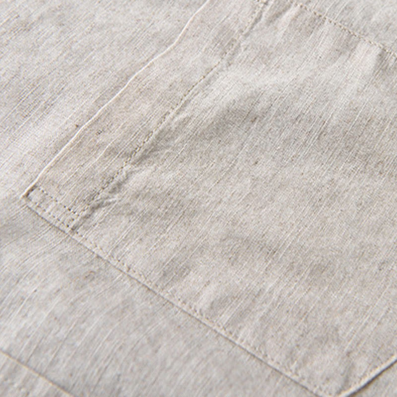 Camicia da uomo a maniche lunghe con colletto risvoltato e taschino, tinta unita, in comodo cotone, con stampa Buddha Stones. - image 7