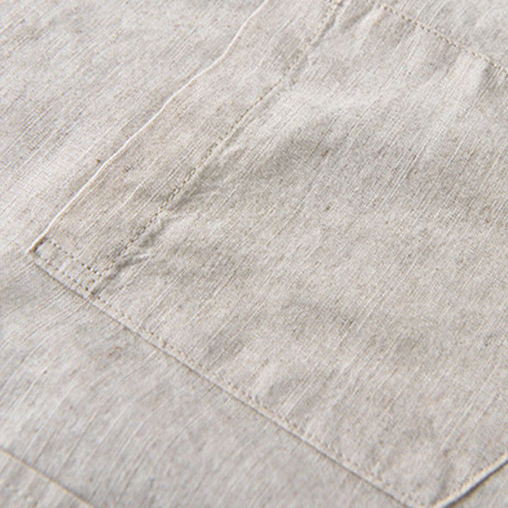 Camicia da uomo a maniche lunghe con colletto risvoltato e taschino, tinta unita, in comodo cotone, con stampa Buddha Stones. - image 7