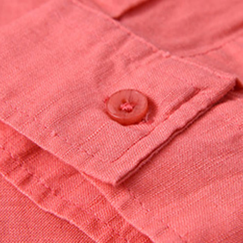 Camicia da uomo a maniche lunghe con colletto risvoltato e taschino, tinta unita, in comodo cotone, con stampa Buddha Stones. - image 34