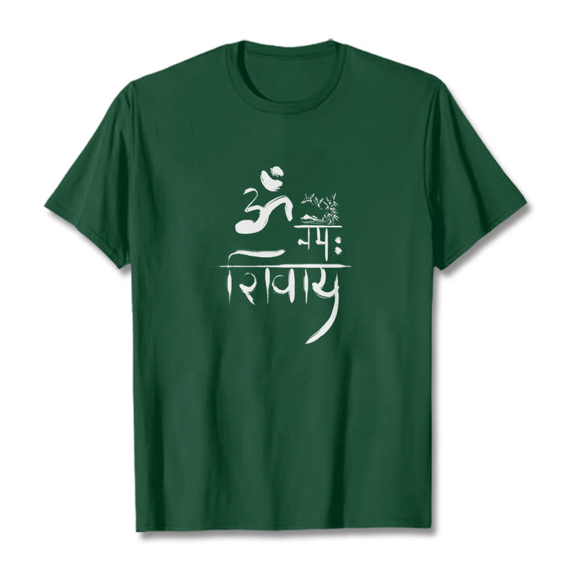T-shirt in cotone di bambù con Buddha Stones OM NAMAH SHIVAYA