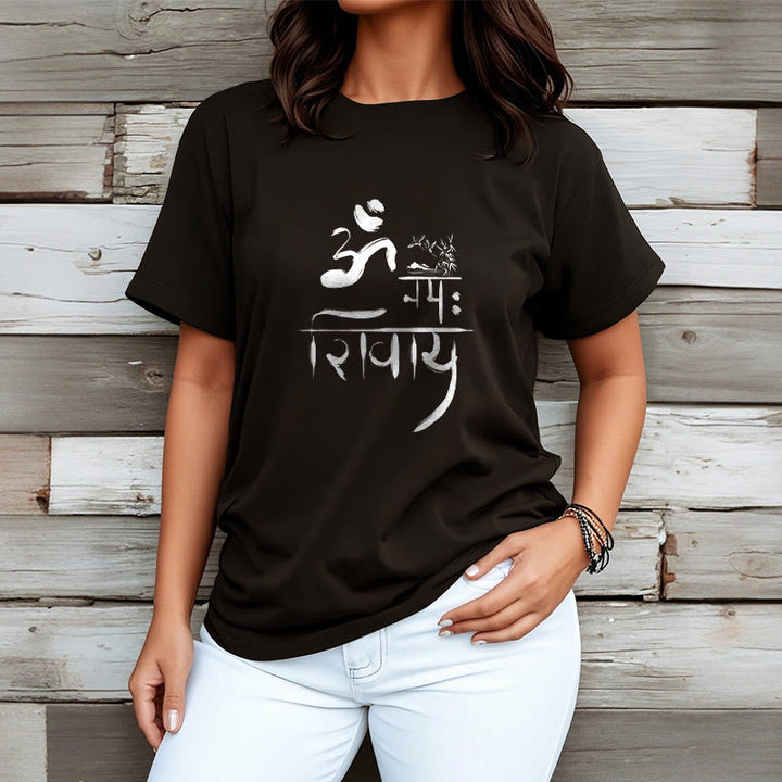T-shirt in cotone di bambù con Buddha Stones OM NAMAH SHIVAYA