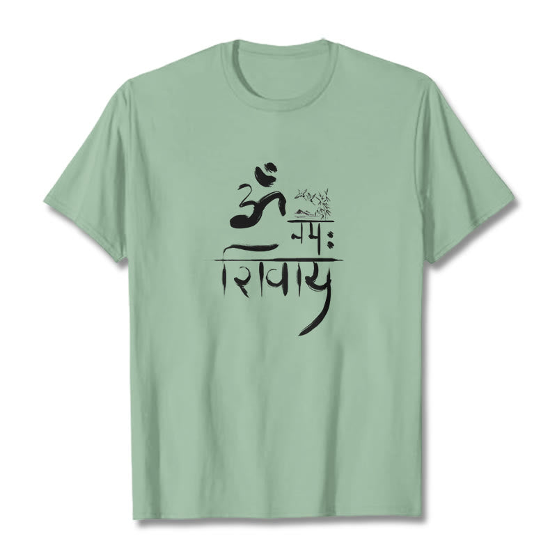 T-shirt in cotone di bambù con Buddha Stones OM NAMAH SHIVAYA - Verde pallido - 2XL - image 13