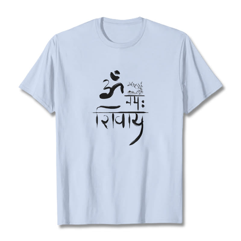 T-shirt in cotone di bambù con Buddha Stones OM NAMAH SHIVAYA - Ciano chiaro - 2XL - image 15