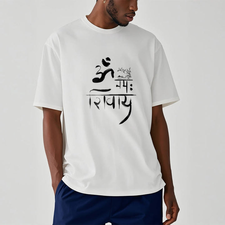 T-shirt in cotone di bambù con Buddha Stones OM NAMAH SHIVAYA