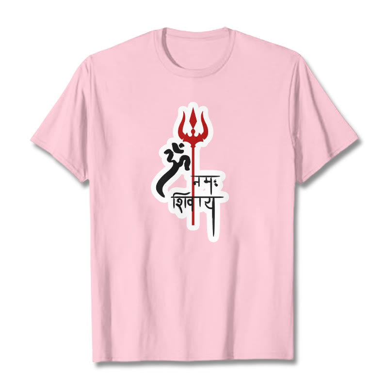 Maglietta in cotone con profilo del tridente rosso Buddha Stones OM NAMAH SHIVAYA - Rosa chiaro - 2XL - image 9