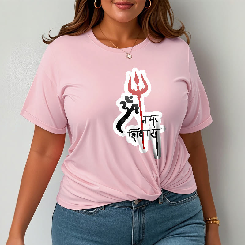 Maglietta in cotone con profilo del tridente rosso Buddha Stones OM NAMAH SHIVAYA - image 10