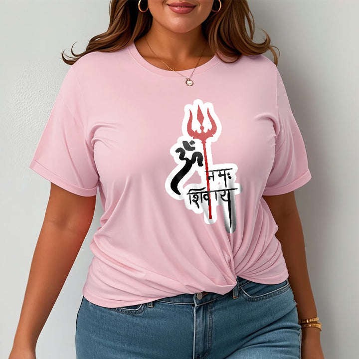 Maglietta in cotone con profilo del tridente rosso Buddha Stones OM NAMAH SHIVAYA - image 9