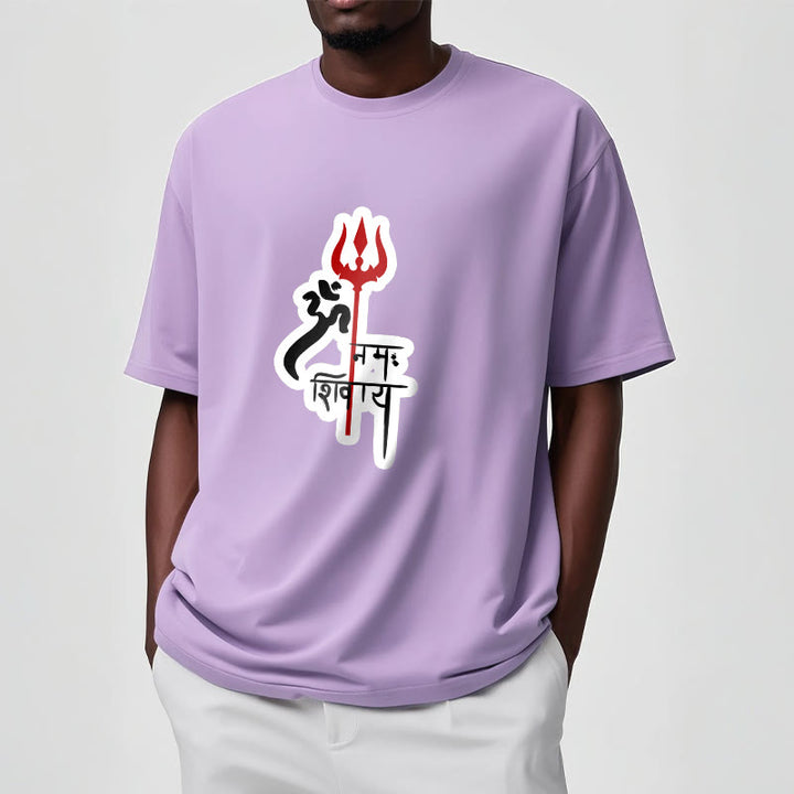 Maglietta in cotone con profilo del tridente rosso Buddha Stones OM NAMAH SHIVAYA - image 7
