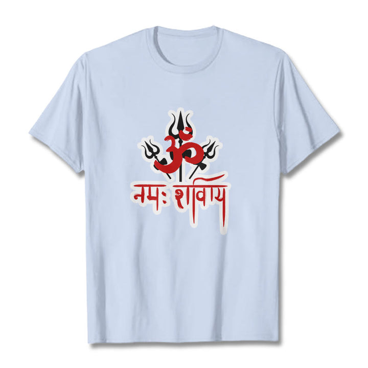 Maglietta in cotone con Buddha Stones OM NAMAH SHIVAYA Three Tridents - Ciano chiaro - 2XL - image 9
