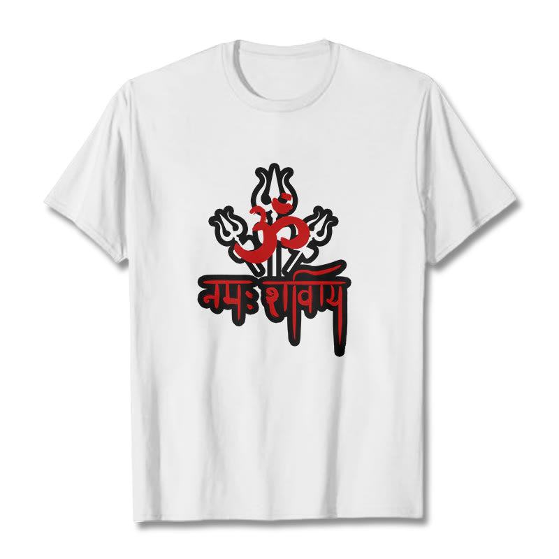 Maglietta in cotone con Buddha Stones OM NAMAH SHIVAYA Three Tridents - Bianco - 2XL - image 6