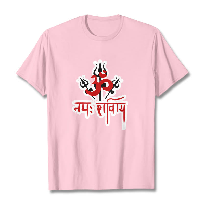 Maglietta in cotone con Buddha Stones OM NAMAH SHIVAYA Three Tridents - Rosa chiaro - 2XL - image 10