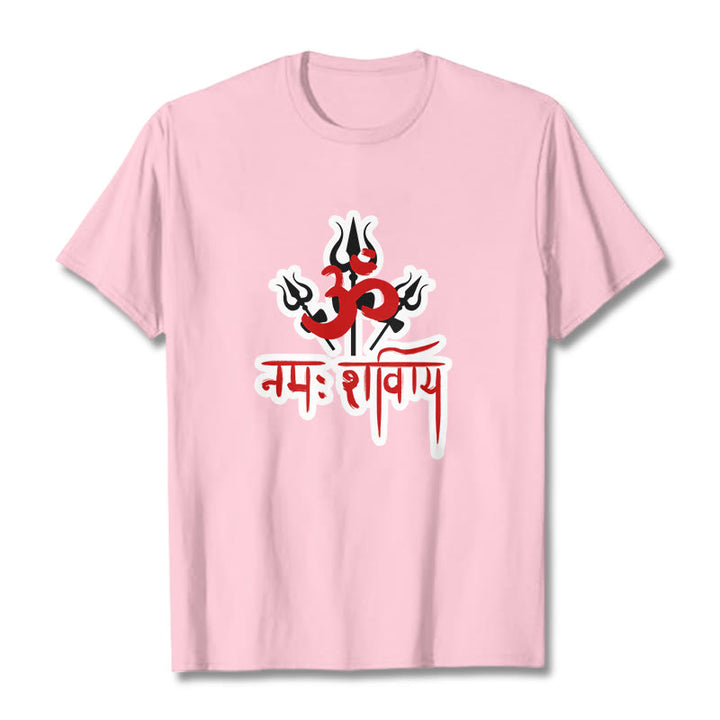 Maglietta in cotone con Buddha Stones OM NAMAH SHIVAYA Three Tridents - Rosa chiaro - 2XL - image 10