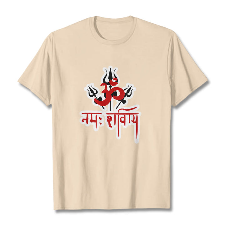 Maglietta in cotone con Buddha Stones OM NAMAH SHIVAYA Three Tridents - Biscotto - 2XL - image 12