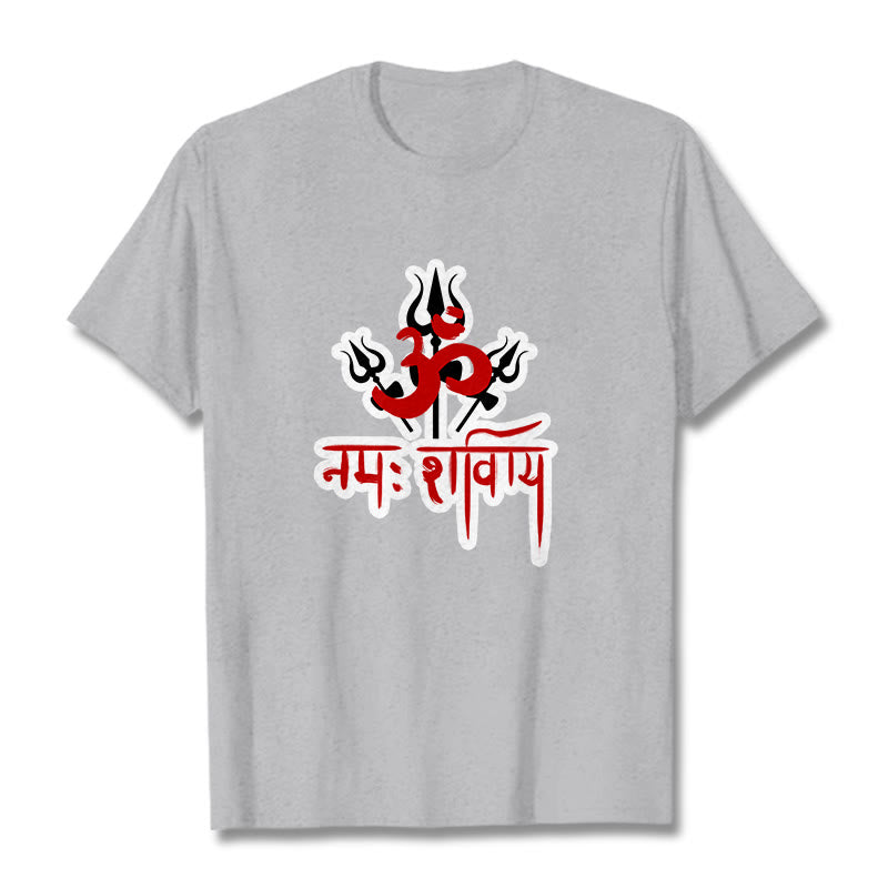 Maglietta in cotone con Buddha Stones OM NAMAH SHIVAYA Three Tridents - Grigio chiaro - 2XL - image 20