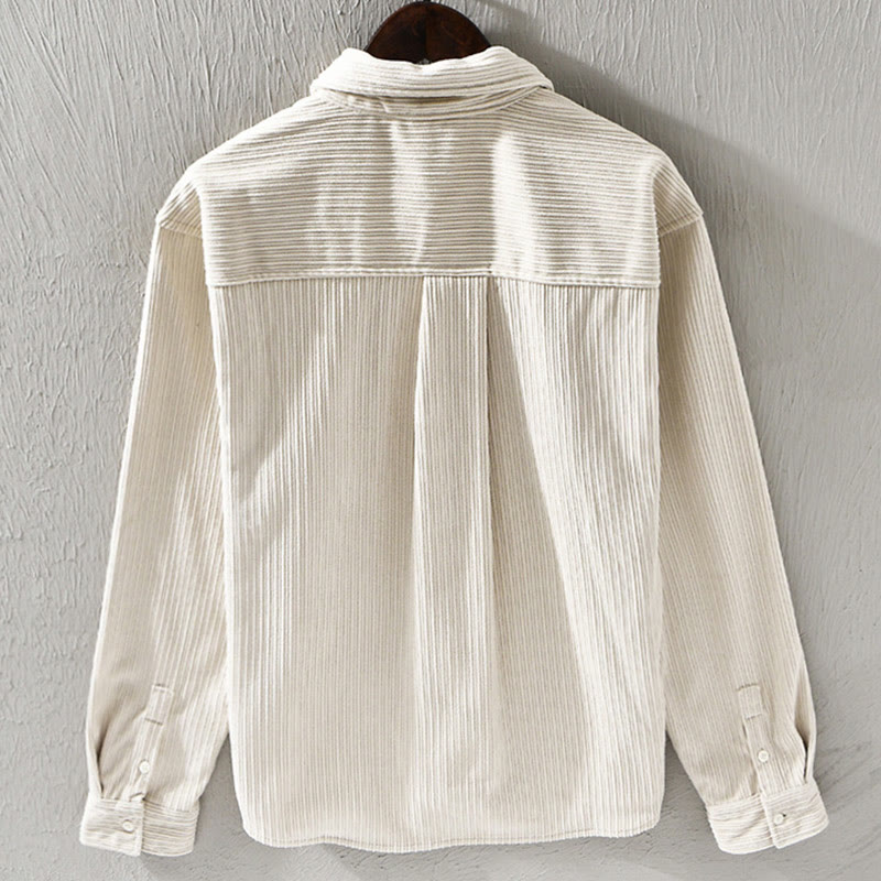 Camicia comoda in velluto a coste con fodera in pile a maniche lunghe da uomo Buddha Stones con tasca - image 2