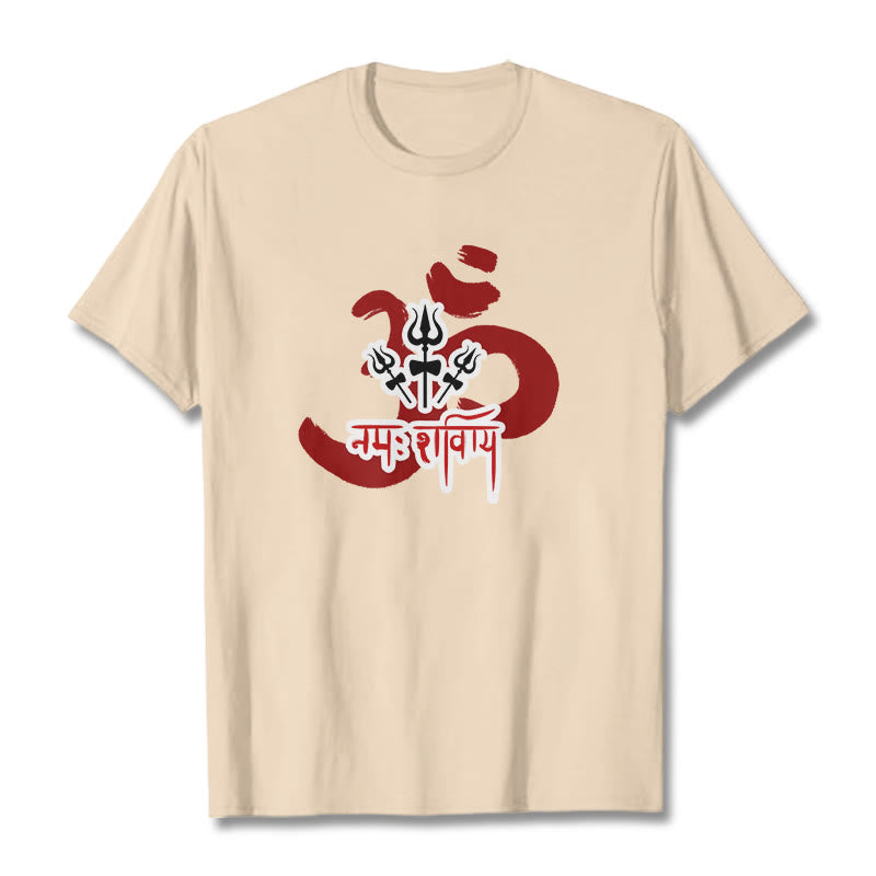 Maglietta in cotone con tre piccoli tridenti Buddha Stones OM NAMAH SHIVAYA - Biscotto - 2XL - image 1