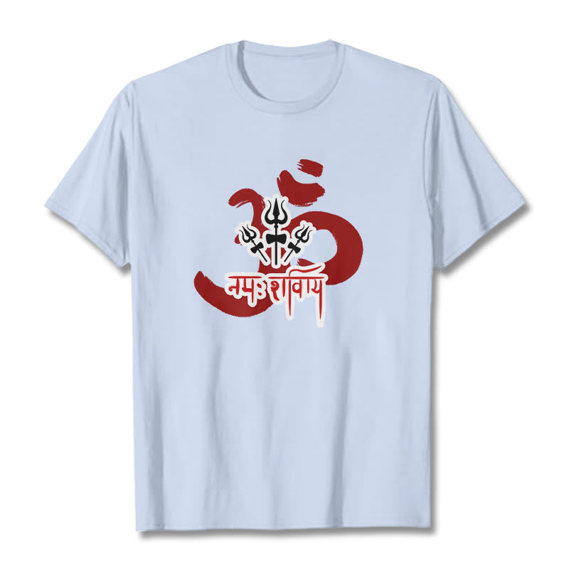 Maglietta in cotone con tre piccoli tridenti Buddha Stones OM NAMAH SHIVAYA - Ciano chiaro - 2XL - image 12