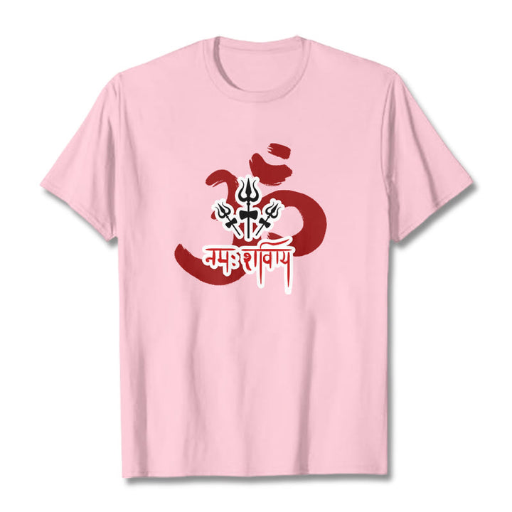 Maglietta in cotone con tre piccoli tridenti Buddha Stones OM NAMAH SHIVAYA - Rosa chiaro - 2XL - image 10