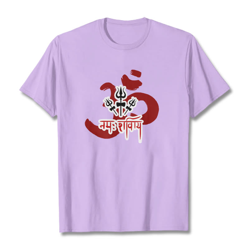 Maglietta in cotone con tre piccoli tridenti Buddha Stones OM NAMAH SHIVAYA - Prugna - 2XL - image 8