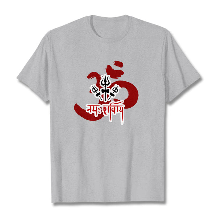 Maglietta in cotone con tre piccoli tridenti Buddha Stones OM NAMAH SHIVAYA - Grigio chiaro - 2XL - image 20