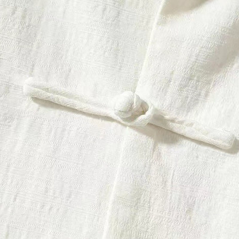 Camicia a maniche lunghe da uomo Buddha Stones Tang con bottone a rana e tasca, colletto alla coreana, comoda camicia in lino