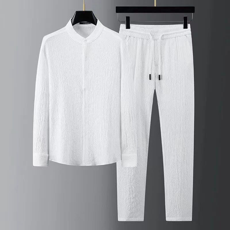 Set di pantaloni a maniche lunghe in tinta unita Buddha Stones , abbigliamento da uomo - Bianco - US/UK/AU44, EU54 (4XL) - image 4