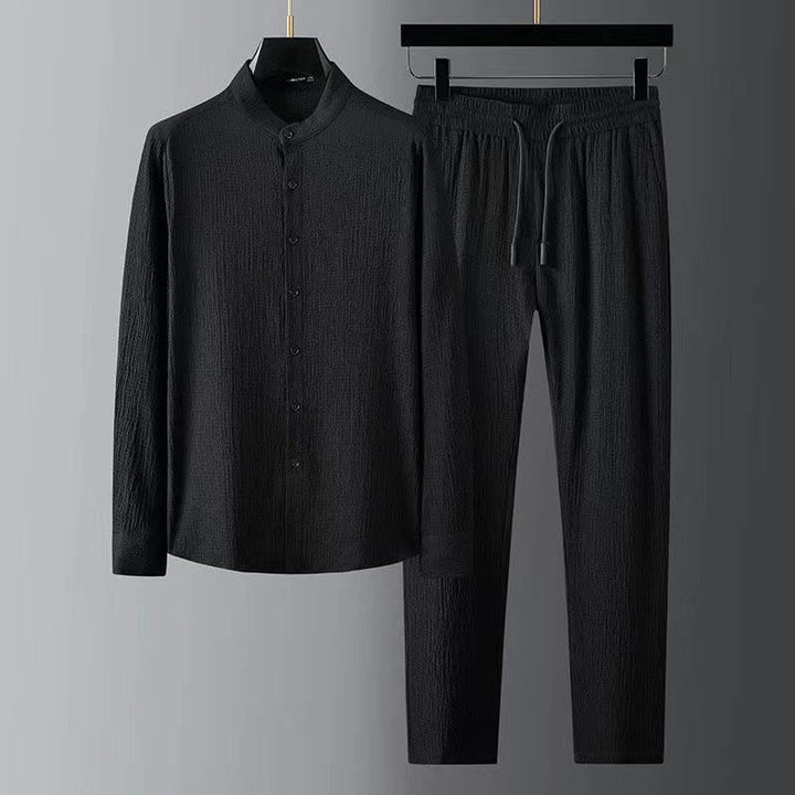 Set di pantaloni a maniche lunghe in tinta unita Buddha Stones , abbigliamento da uomo - Nero - US/UK/AU44, EU54 (4XL) - image 1