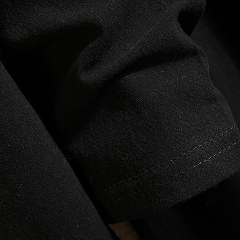 Buddha Stones Tang Suit Camicia a maniche lunghe con bottoni a forma di rana, pantaloni, in cotone, da uomo, colore puro
