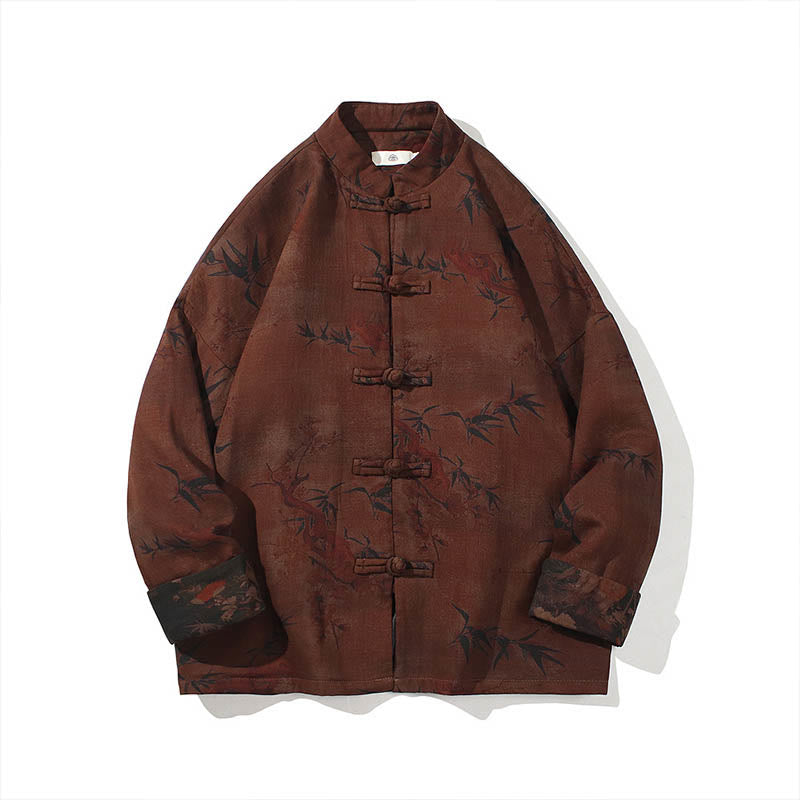 Buddha Stones Frog-Button Cinese Tang Suit Camicia Lunga Cotone Uomo Giacca Abbigliamento - image 26