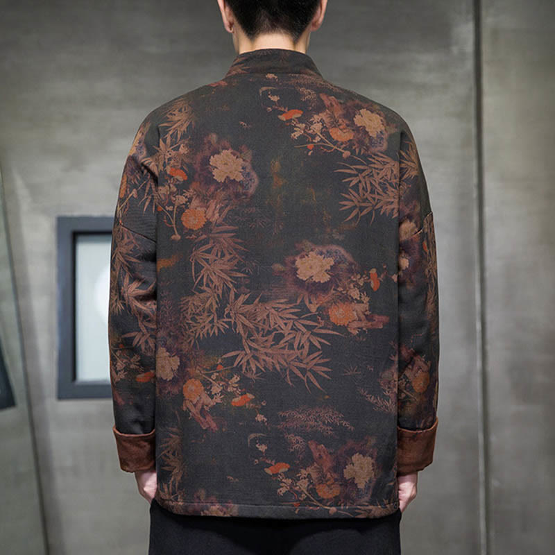 Buddha Stones Frog-Button Cinese Tang Suit Camicia Lunga Cotone Uomo Giacca Abbigliamento - image 2