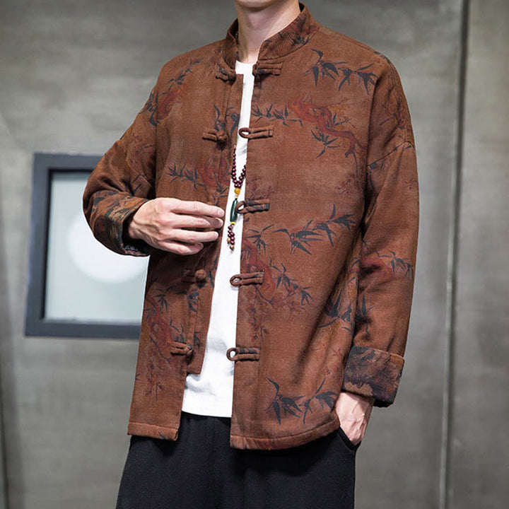 Buddha Stones Frog-Button Cinese Tang Suit Camicia Lunga Cotone Uomo Giacca Abbigliamento - image 16