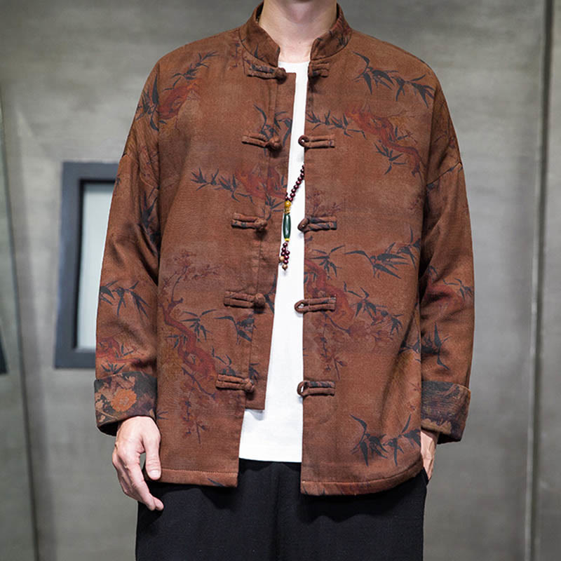 Buddha Stones Frog-Button Cinese Tang Suit Camicia Lunga Cotone Uomo Giacca Abbigliamento - image 18