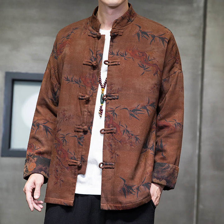 Buddha Stones Frog-Button Cinese Tang Suit Camicia Lunga Cotone Uomo Giacca Abbigliamento - image 21