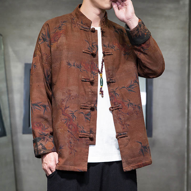 Buddha Stones Frog-Button Cinese Tang Suit Camicia Lunga Cotone Uomo Giacca Abbigliamento - image 17