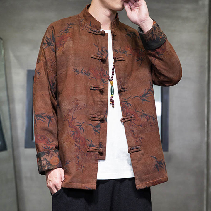 Buddha Stones Frog-Button Cinese Tang Suit Camicia Lunga Cotone Uomo Giacca Abbigliamento - image 17