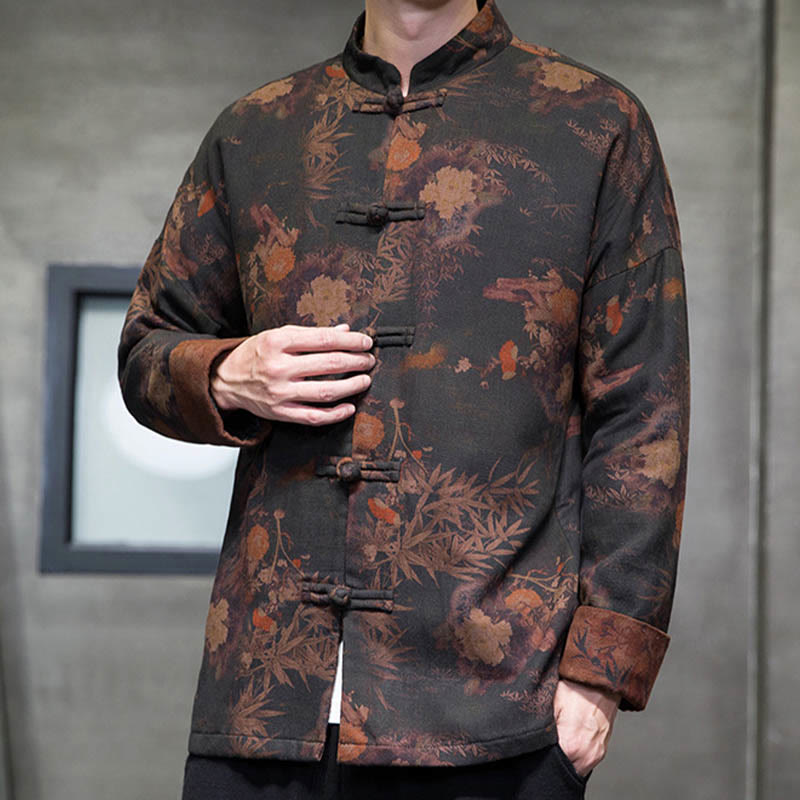 Buddha Stones Frog-Button Cinese Tang Suit Camicia Lunga Cotone Uomo Giacca Abbigliamento - image 6