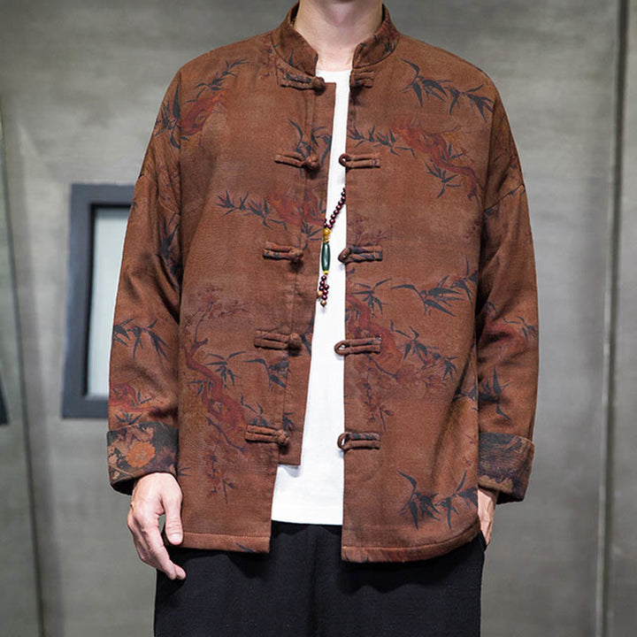 Buddha Stones Frog-Button Cinese Tang Suit Camicia Lunga Cotone Uomo Giacca Abbigliamento - image 19