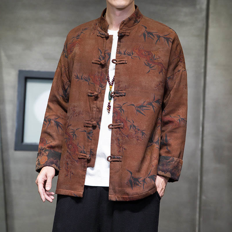 Buddha Stones Frog-Button Cinese Tang Suit Camicia Lunga Cotone Uomo Giacca Abbigliamento - image 14