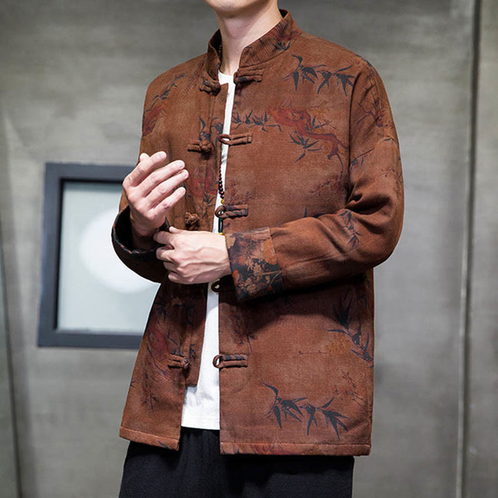 Buddha Stones Frog-Button Cinese Tang Suit Camicia Lunga Cotone Uomo Giacca Abbigliamento - image 19