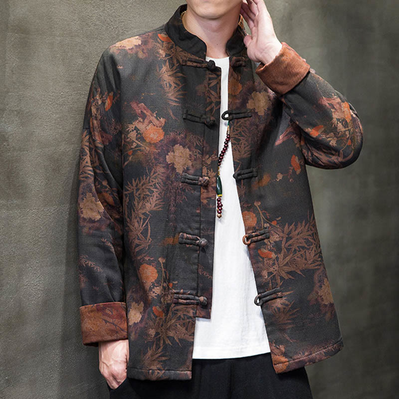 Buddha Stones Frog-Button Cinese Tang Suit Camicia Lunga Cotone Uomo Giacca Abbigliamento - image 4