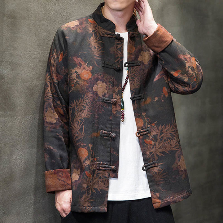 Buddha Stones Frog-Button Cinese Tang Suit Camicia Lunga Cotone Uomo Giacca Abbigliamento - image 4
